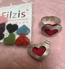 Filzis Herz Set Ring und Anhänger Silber 925 Gr. 61 oder 19,5 Barbara Schnöckel