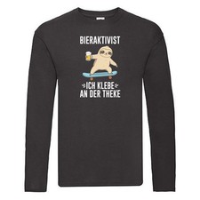 Bieraktivist | Ich Klebe an der Theke | Sauf Spruch Long Sleeve Schwarz