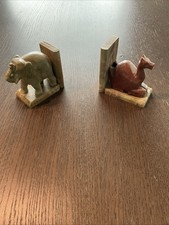 Buchstützen Aus Naturstein Motiv Kamel Sitzend + Elefant Ca. 9cm Hoch