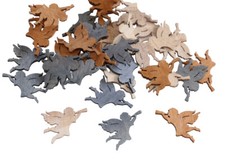 36 STK Holz ENGEL grau braun