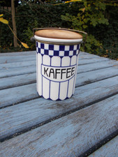 Wächtersbach - Runde Kaffee Dose mit Holzdeckel - Maria Olbrich - Würfelmuster -