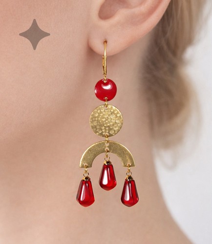 Ohrringe granatapfel handmade - ohrringe,