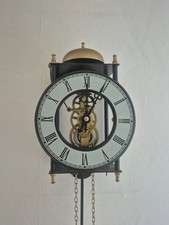 Alte Skelettuhr mit Pendel, Glocke, Kette, Gewicht Metall Wanduhr funktionsfähig