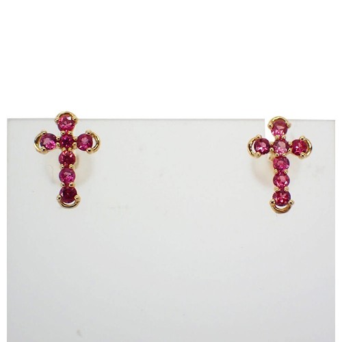 Neu 750 rubin kreuz ohrringe - rubin,