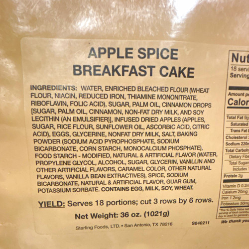 Mre apple spice breakfast - mre,