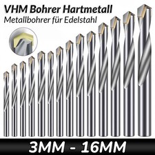 VHM Bohrer Hartmetall Spiralbohrer - Metallbohrer - für Edelstahl aller Größen