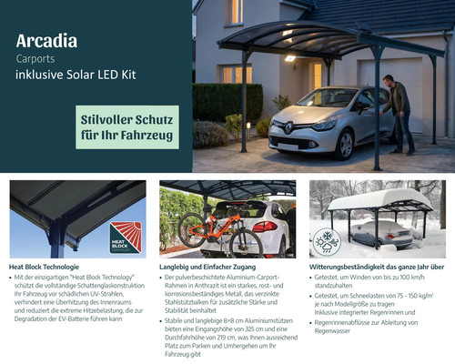 Carport arcadia 4300 - mit, solar