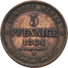 Sachsen 5 Pfennige 1864 B