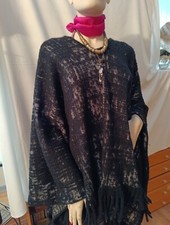 Überwurf Poncho Jacke Fransen