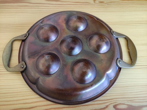 Antike kupfer schnecken pfanne - schnecken,