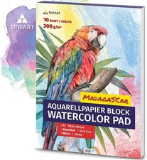 Aquarellpapier DIN A1 300g 10 Blatt, Aquarellblock, Zeichenblock Aquarellfarben