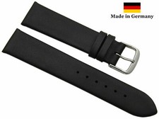 20mm Kalbsleder Uhrenarmband Uhrenband Uhrband Schwarz mit Silberschließe
