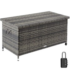 Auflagenbox Kiruna mit Kunststoffgeflecht, 120x55x61,5cm, 270l grau B-Ware