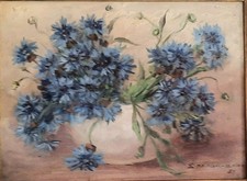 Sophia Becker-Leber Stillleben Blumen Ölgemälde Prunkrahmen