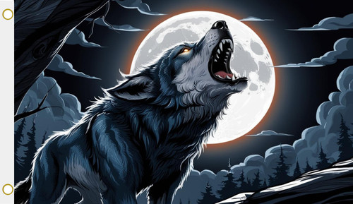 Fahne flagge heulender wolf - fahne,