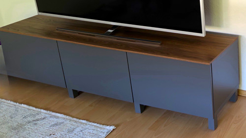 TV-Lowboard grau mit dunkler