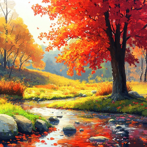 Wandbild ahornbaum herbst - wandbild,