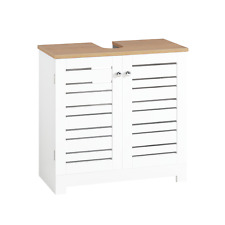 B-Waren Waschbeckenunterschrank mit Lamellentüren Badschrank BZR40-W-B-Waren