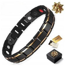 Herren Magnetarmband Schwarz Gold – Wellness Energie Schmuck – Stark & Elegant
