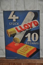 Altes Reklameschild 30er J. LLOYD Zigaretten,4Stück/10 Pfennig, Brinkmann Bremen