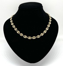 925/- Silberkette, Schiffsankerkette, Vergoldet, 50 cm lang, 9 mm breit