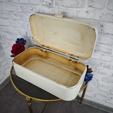 Brotkasten Emaille Weiß vintage Landhaus Bauernhaus Shabby Chic Metall Brotbox