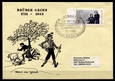 200. Geburtstag Brüder Wilhelm & Jacob Grimm. SoSt-Brief. Hanau. BRD 1985