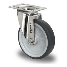 CASCOO Lenkrolle Transportrolle ø 200 mm Edelstahl Gleitlager Rad grau487