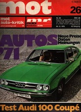 Zeitschrift MOT Auto Journal #26 1970 26.12.70 Audi 100 Coupe Autos ´71