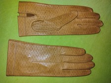 Lederhandschuhe braun Lochmuster Oldtimer chic echt Leder 7,5-8