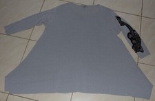 COS Tunika Shirt ausgestellt Grau m. Strass Applikation Gr. L Nylonmischung Neuw