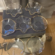 Omis 7 Stck. alte Tropfenfänger,Tropfschutz aus Glas,Wachsfänger,edel,Goldrand..