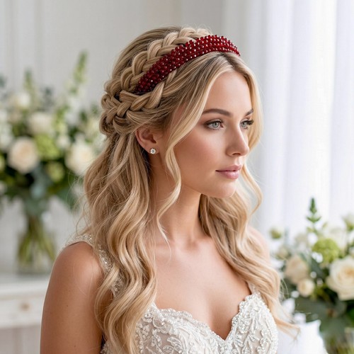 Braut haarreif dunkelrot - braut,