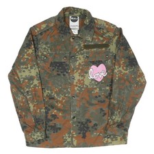 Damen grün Camouflage Love Patch Baumwollmischung Shirt S Military Style lang