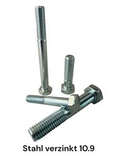 Sechskantschraube M10 DIN 931 10.9 M 10 x 40 - 180 mm Stahl verzinkt ISO 4014
