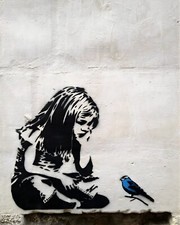 Banksy Girl with Bluebird
