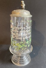 Bierkrug Glas mit Zinndeckel