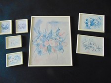 Bilder Set 7 tlg. - Blumen in pastell - Bilderrahmen cremefarben