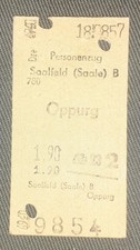 DDR  Fahrkarte "Saalfeld