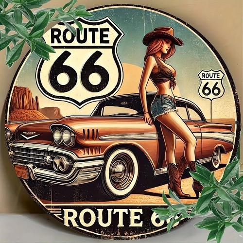 Blechschild rund route - route, 66