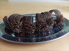 6 wunderschöne Perlen Serviettenringe Braun Glänzend