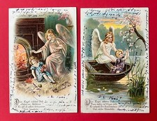 2 x Prägedruck Litho AK 1905 Engel Schutzengel mit Kindern   ( 146477