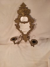 älterer Messing Blaker - Wandspiegel mit zwei armigen Kerzenhaltern