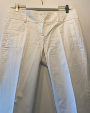 NEUw Esprit Chino Hose verkürztes Bein Umschlag breiter Bund leicht weiß 38