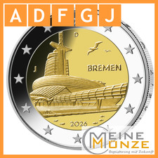 2 Euro Münze 2026 BREMEN - KLIMAHAUS BREMERHAVEN Satz Set A D F G J Deutschland