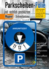 Parkscheibe Aufkleber Folie Sticker Etikett selbstklebend Variante B