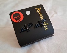 Stylische Fledermaus Ohrringe + Fledermaus Kette, Modeschmuck, Halloween, Gothic