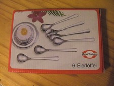 6 Stück Eierlöffel + kleines Serviertablett Edelstahl Marke Tischfein