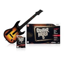 Wii - Guitar Hero 5 + Gitarre / Guitar #schwarz-rot DE/EN mit OVP / Big Box