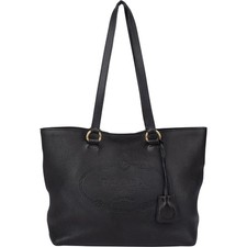 Prada Black Premium Leather Daino Vitello Handbag Tasche